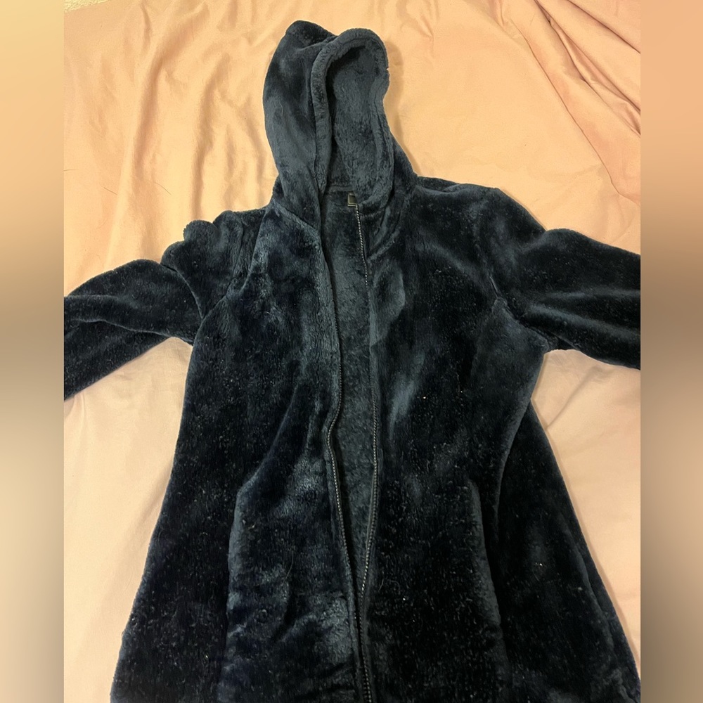 Super fluffy dark blue jacket